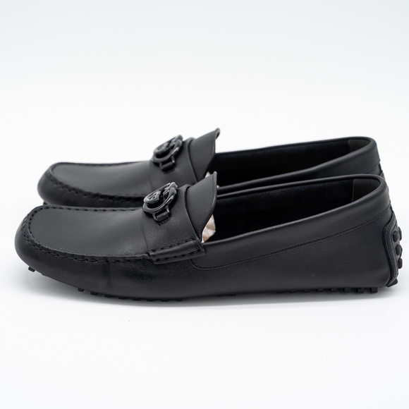 size 13G 13.5 US Gucci GG Leather Moccasin Driver Black Loafers main image 4